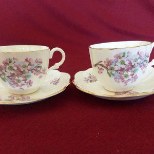 Elegant Vintage Bone China Tea Cups (Set of 2)